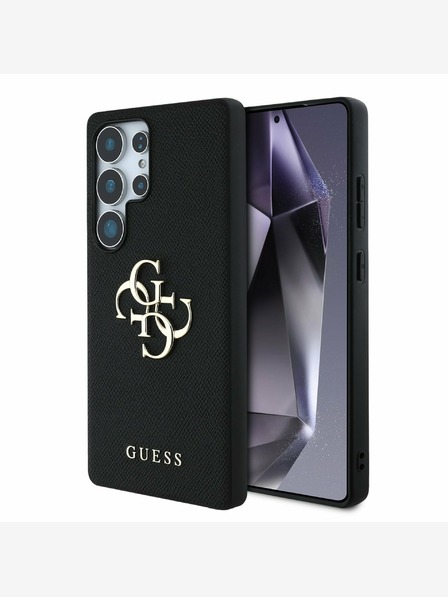 Guess Guess PU szemcsés 4G fém logós hátlap a Samsung Galaxy S25 Ultra Fekete modellhez