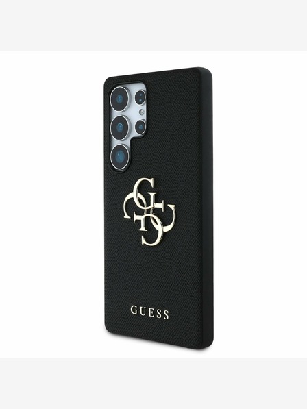 Guess Guess PU szemcsés 4G fém logós hátlap a Samsung Galaxy S25 Ultra Fekete modellhez