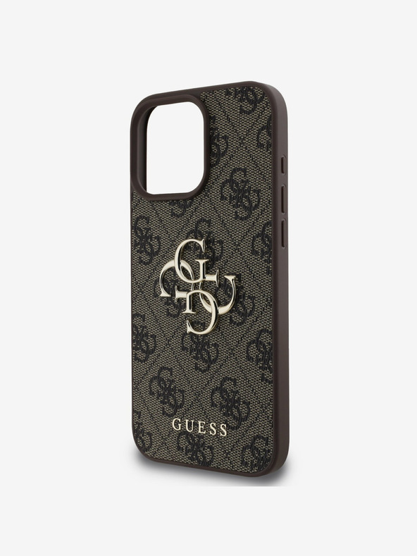 Guess Guess PU 4G fém logós hátlap iPhone 16 Pro barna színű iPhone 16 Pro készülékhez