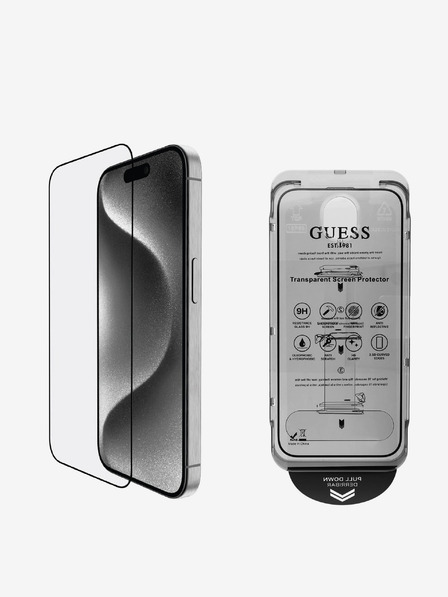 Guess Guess edzett üveg 2,5D iPhone 16-hoz Fekete