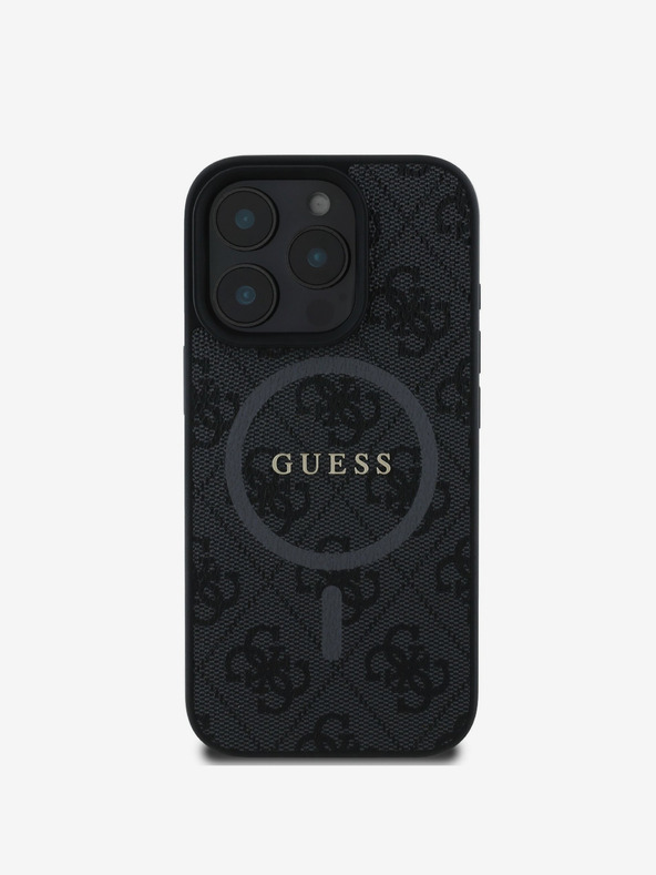 Guess PU Leather 4G Colored Ring MagSafe Zadní Kryt pro iPhone 16 Pro Max Black Telefontok