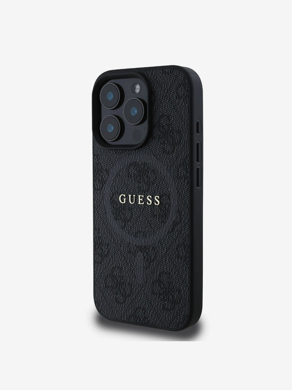 Guess PU Leather 4G Colored Ring MagSafe Zadní Kryt pro iPhone 16 Pro Max Black Telefontok