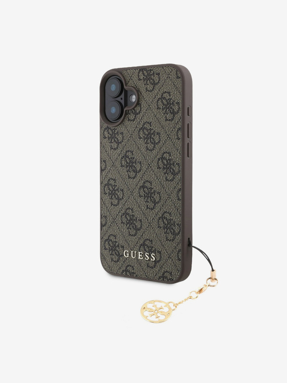 Guess Guess 4G Charm hátlap iPhone 16-hoz Tone on Tone Barna