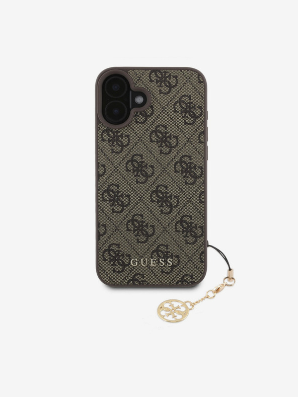 Guess Guess 4G Charm hátlap iPhone 16-hoz Tone on Tone Barna