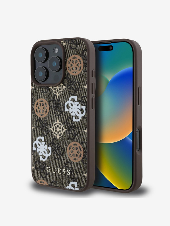 Guess Guess PU 4G bazsarózsa MagSafe hátlap iPhone 16 Pro Max készülékhez Barna