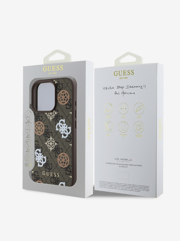 Guess Guess PU 4G bazsarózsa MagSafe hátlap iPhone 16 Pro Max készülékhez Barna