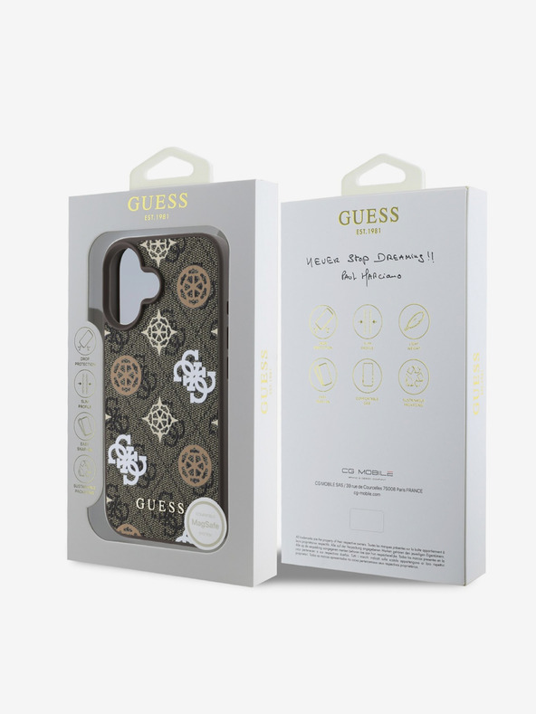 Guess Guess PU 4G bazsarózsa MagSafe hátlap iPhone 16-hoz Barna barna