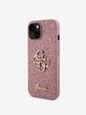 Guess PU Fixed Glitter 4G Metal Logo Zadní Kryt pro iPhone 15 Pink Telefontok