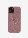 Guess PU Fixed Glitter 4G Metal Logo Zadní Kryt pro iPhone 15 Pink Telefontok