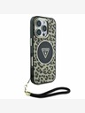 Guess Guess IML Leopárd háromszög logós hevederes MagSafe hátlapi borító iPhone 16 Pro Max Brown készülékhez