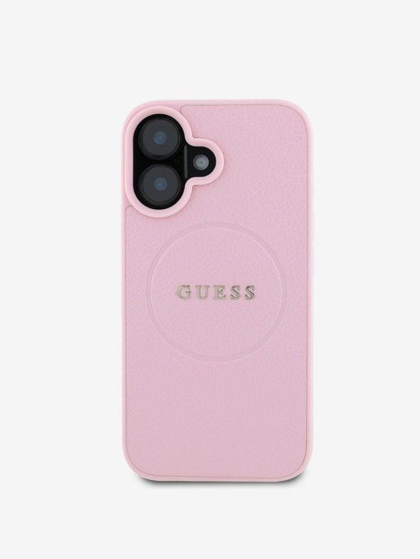 Guess Guess PU szemcsés klasszikus logós MagSafe hátlap az iPhone 16 készülékhez Rózsaszínű