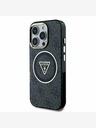 Guess Guess IML 4G csillogó és háromszög logóval ellátott MagSafe hátlap iPhone 16 Pro Max-hoz Fekete