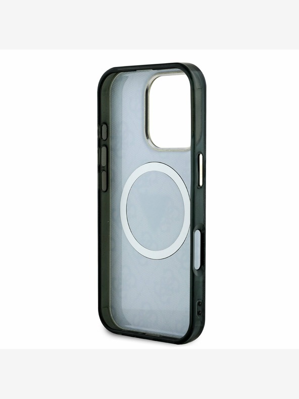 Guess Guess IML 4G csillogó és háromszög logóval ellátott MagSafe hátlap iPhone 16 Pro Max-hoz Fekete