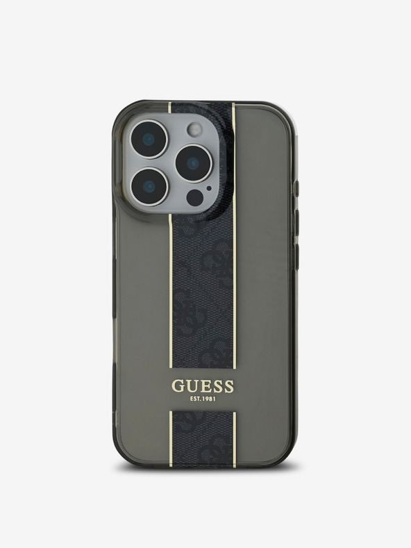 Guess Guess IML középső 4G csíkos hátlapi borító iPhone 16 Pro fekete modellhez
