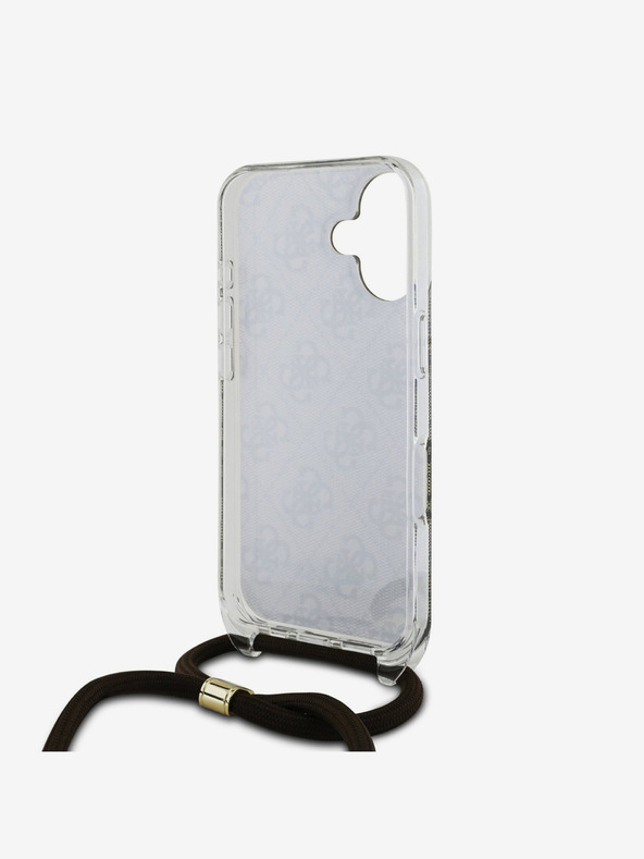 Guess Guess IML 4G nyomtatott keresztpántos hátsó borító iPhone 16-hoz Barna