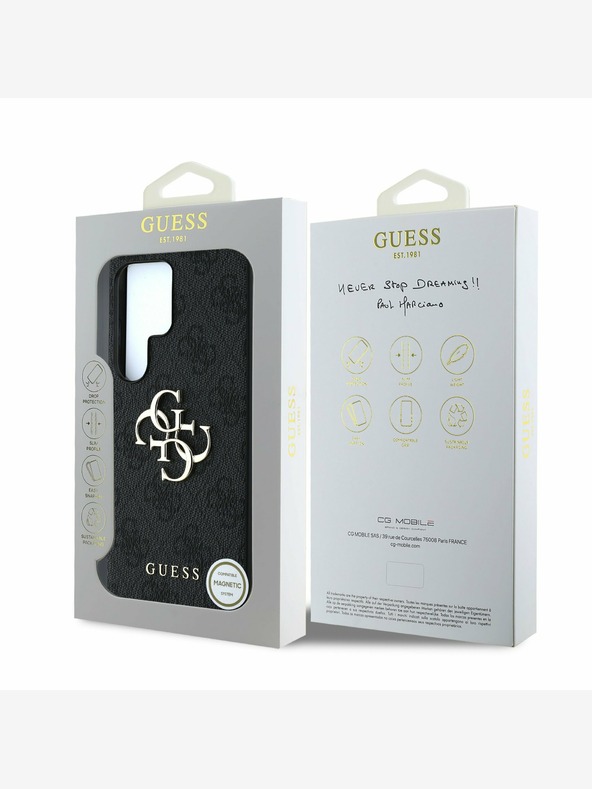 Guess PU 4G Metal Logo Zadní Kryt pro Samsung Galaxy S25 Ultra Grey Telefontok