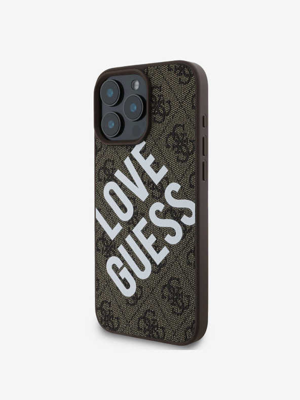 Guess Guess PU-bőr 4G Big Love Logo MagSafe hátlapi borító iPhone 16 Pro Max-hoz Barna