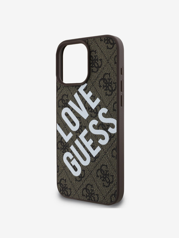 Guess Guess PU-bőr 4G Big Love Logo MagSafe hátlapi borító iPhone 16 Pro Max-hoz Barna