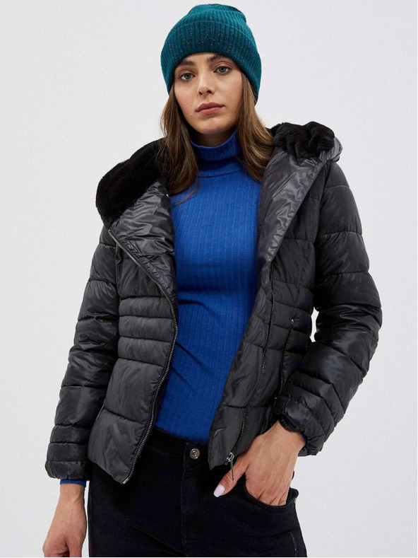 Moodo Fekete női steppelt rövid kabát Moodo