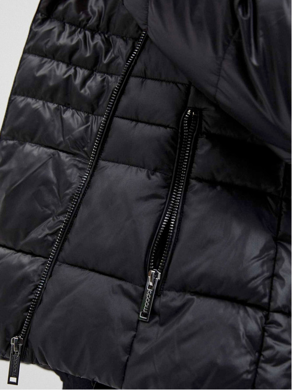 Moodo Fekete női steppelt rövid kabát Moodo