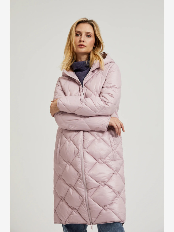 Moodo Világos rózsaszín steppelt kabát mandzsettával Moodo