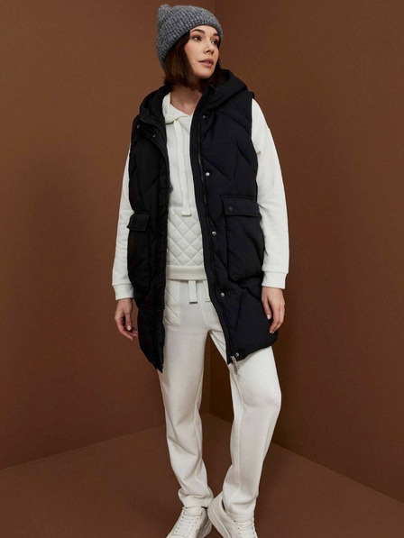 Moodo Fekete női kabát levehető ujjakkal Moodo