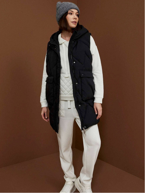 Moodo Fekete női kabát levehető ujjakkal Moodo