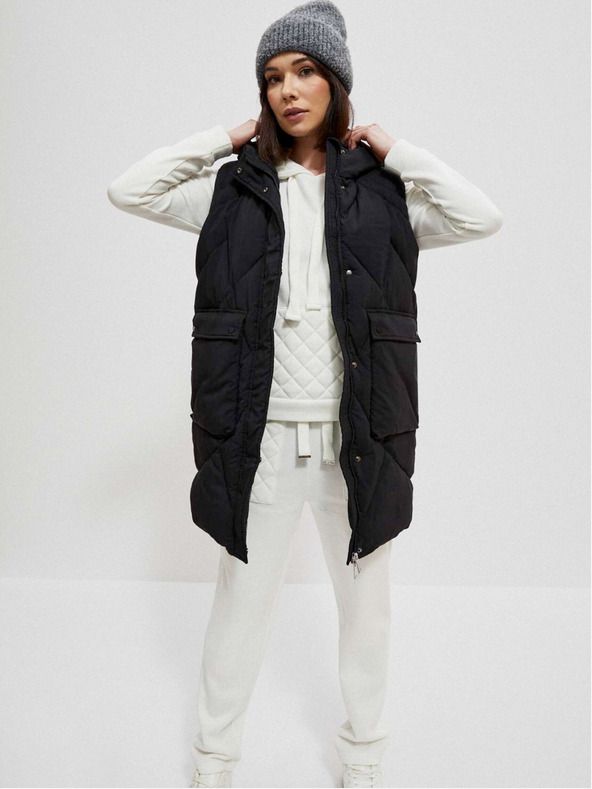 Moodo Fekete női kabát levehető ujjakkal Moodo