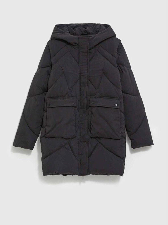 Moodo Fekete női kabát levehető ujjakkal Moodo