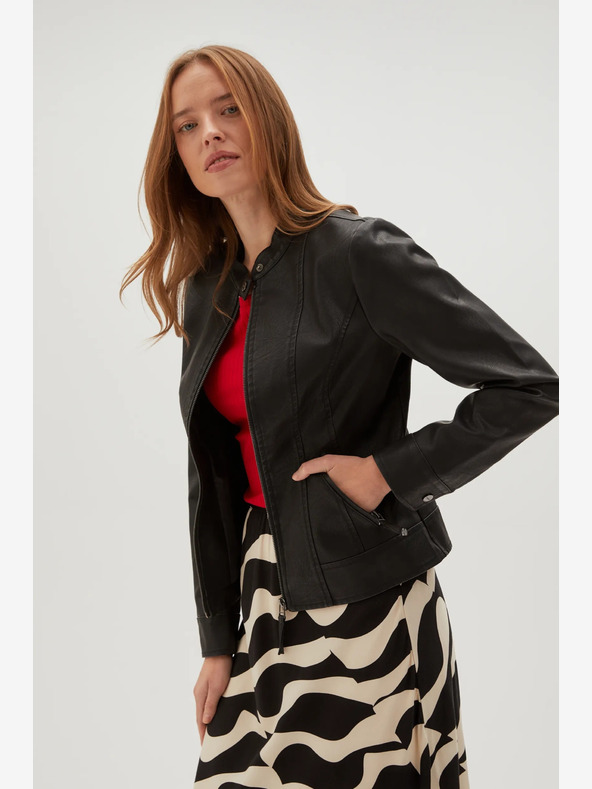 Moodo Fekete női bőrdzseki Moodo