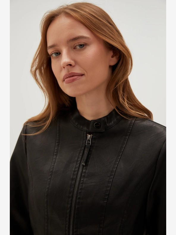 Moodo Fekete női bőrdzseki Moodo