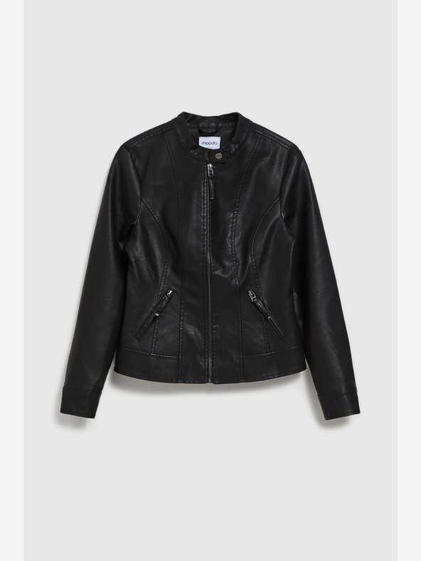 Moodo Fekete női bőrdzseki Moodo