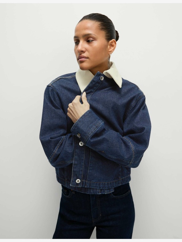 Marks & Spencer Laza, gallérral ellátott farmerdzseki Marks & Spencer tengerészkék