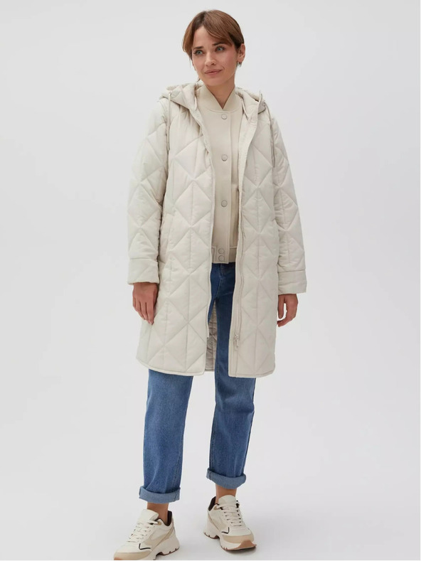 Moodo Krémszínű női steppelt kabát Moodo