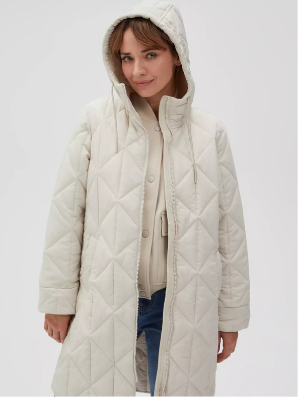 Moodo Krémszínű női steppelt kabát Moodo