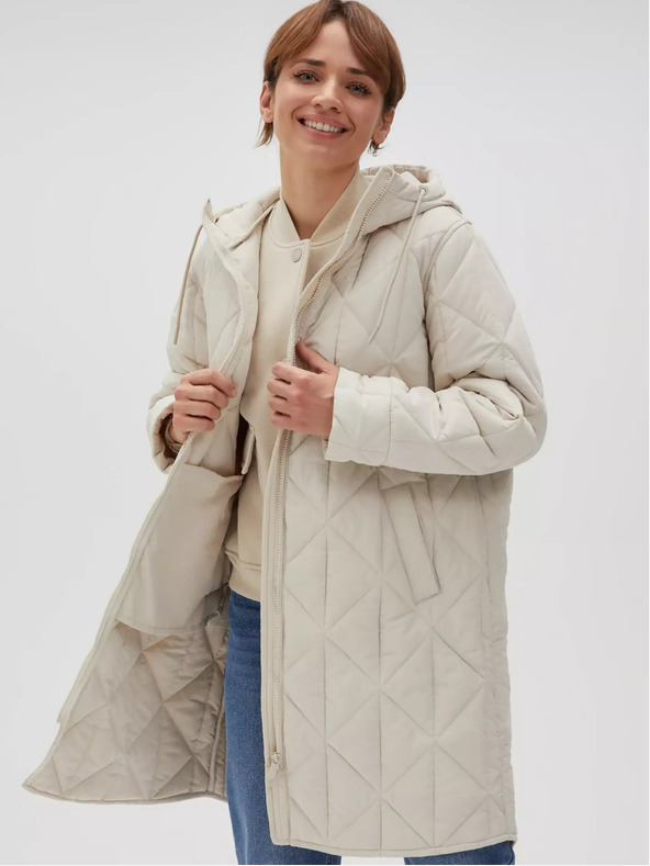 Moodo Krémszínű női steppelt kabát Moodo