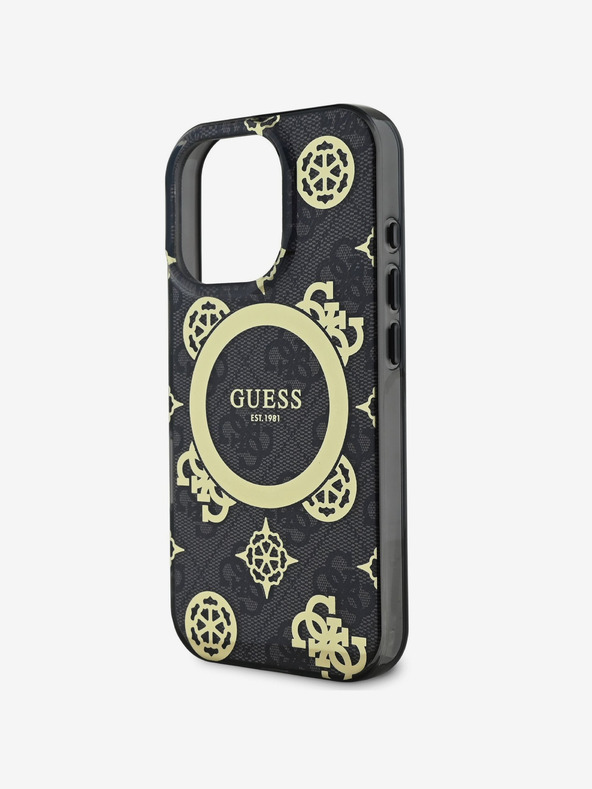 Guess IML 4G Peony MagSafe Zadní Kryt pro iPhone 16 Pro Black Telefontok