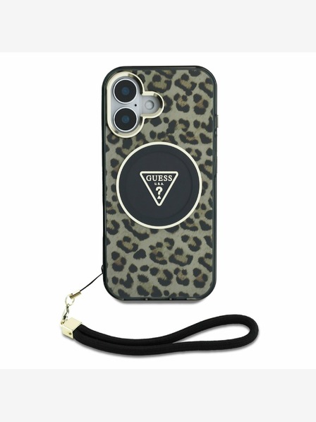 Guess Guess IML Leopárd Leopárd háromszög logós pántos MagSafe hátlap iPhone 16-hoz Barna