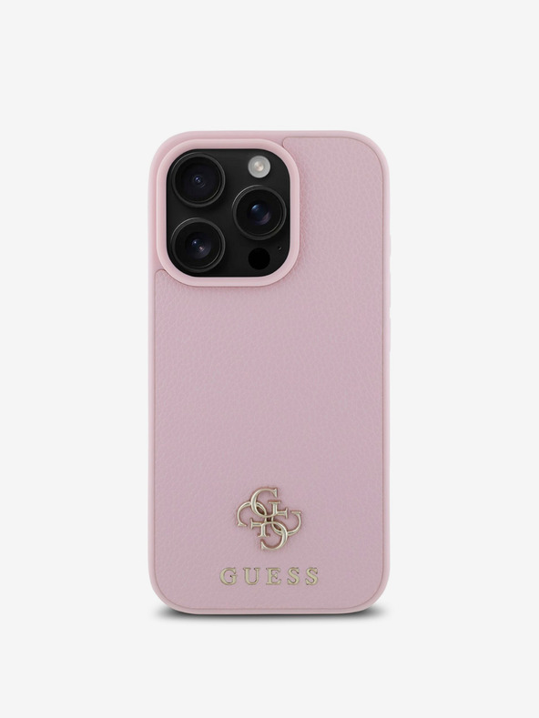 Guess Guess PU szemcsés 4G kis fém logós MagSafe hátlap iPhone 16 Pro rózsaszínű iPhone 16 Pro készülékre