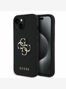 Guess Guess PU szemcsés 4G fém logós hátlap iPhone 15 készülékhez Fekete