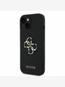 Guess Guess PU szemcsés 4G fém logós hátlap iPhone 15 készülékhez Fekete