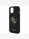 Guess Guess PU szemcsés 4G fém logós hátlap iPhone 15 készülékhez Fekete