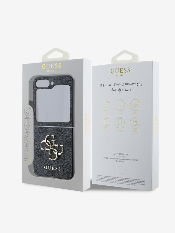 Guess Guess PU 4G fém logós hátlap Samsung Galaxy Z Flip 6 szürke szürke