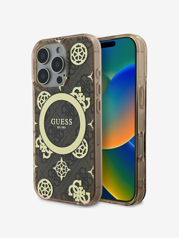 Guess Guess IML 4G bazsarózsa MagSafe hátlap iPhone 16 Pro készülékhez Barna
