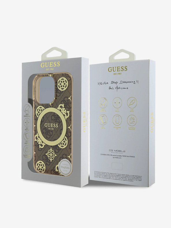 Guess Guess IML 4G bazsarózsa MagSafe hátlap iPhone 16 Pro készülékhez Barna