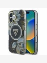 Guess Guess IML csillogó Magnólia és háromszög logós MagSafe hátlap iPhone 16-hoz Fekete