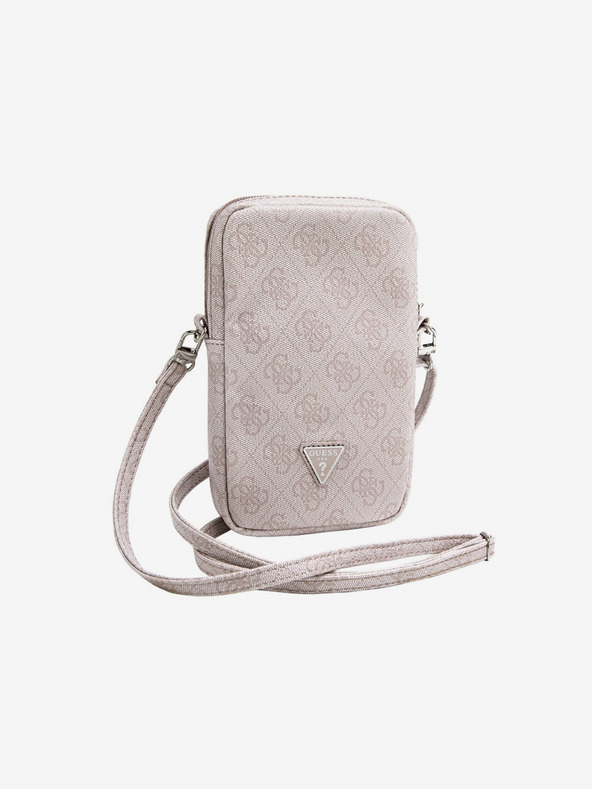 Guess PU 4G Triangle Logo Taška na Telefon se Zipem Pink Telefontok