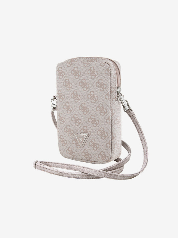 Guess PU 4G Triangle Logo Taška na Telefon se Zipem Pink Telefontok