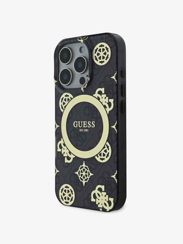 Guess IML 4G Peony MagSafe Zadní Kryt pro iPhone 16 Pro Max Black Telefontok