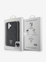 Guess Guess PU 4G Strass háromszög fém logós fém hátlap + keresztpánt iPhone 16-hoz Fekete